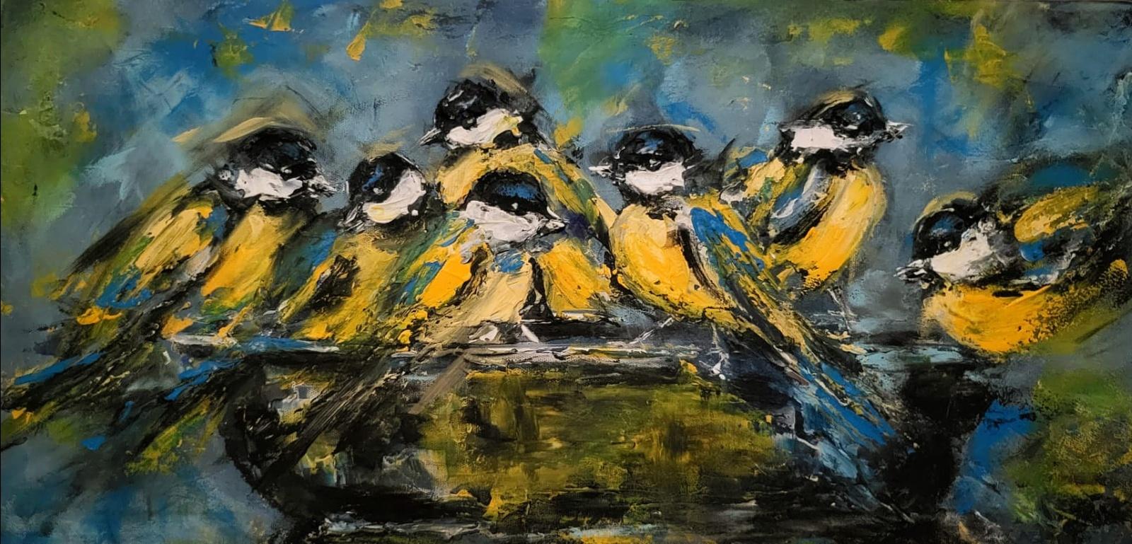 ArteDiAlina.com painting: Hungry birds